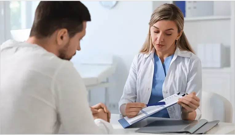 doctor reviewing sleep study results with patient
